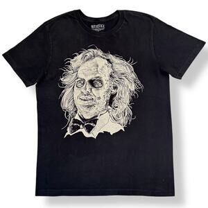 Beetlejuice Graphic Tee T-Shirt Black Unisex Men Medium 100% Cotton Short Sleeve